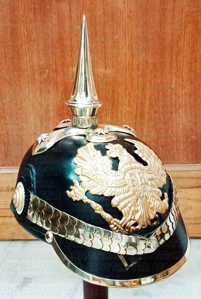 Pickelhaube Imperial Leather Starp Helmet Antique Collectibles German Leather Pickelhaube Imperial Leather Starp Helmet Antique Collectibles German Leather