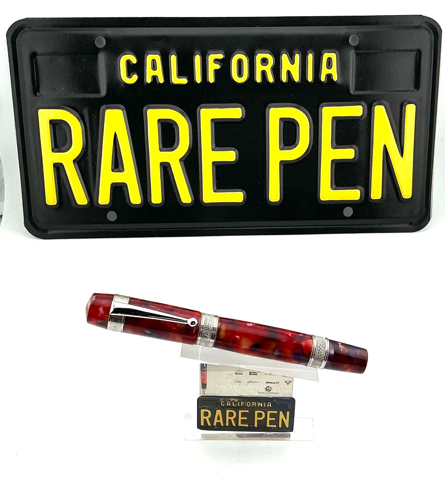 ANCORA  Fountain Pen RED MARBLE  18K M nib NEW  NO BOX