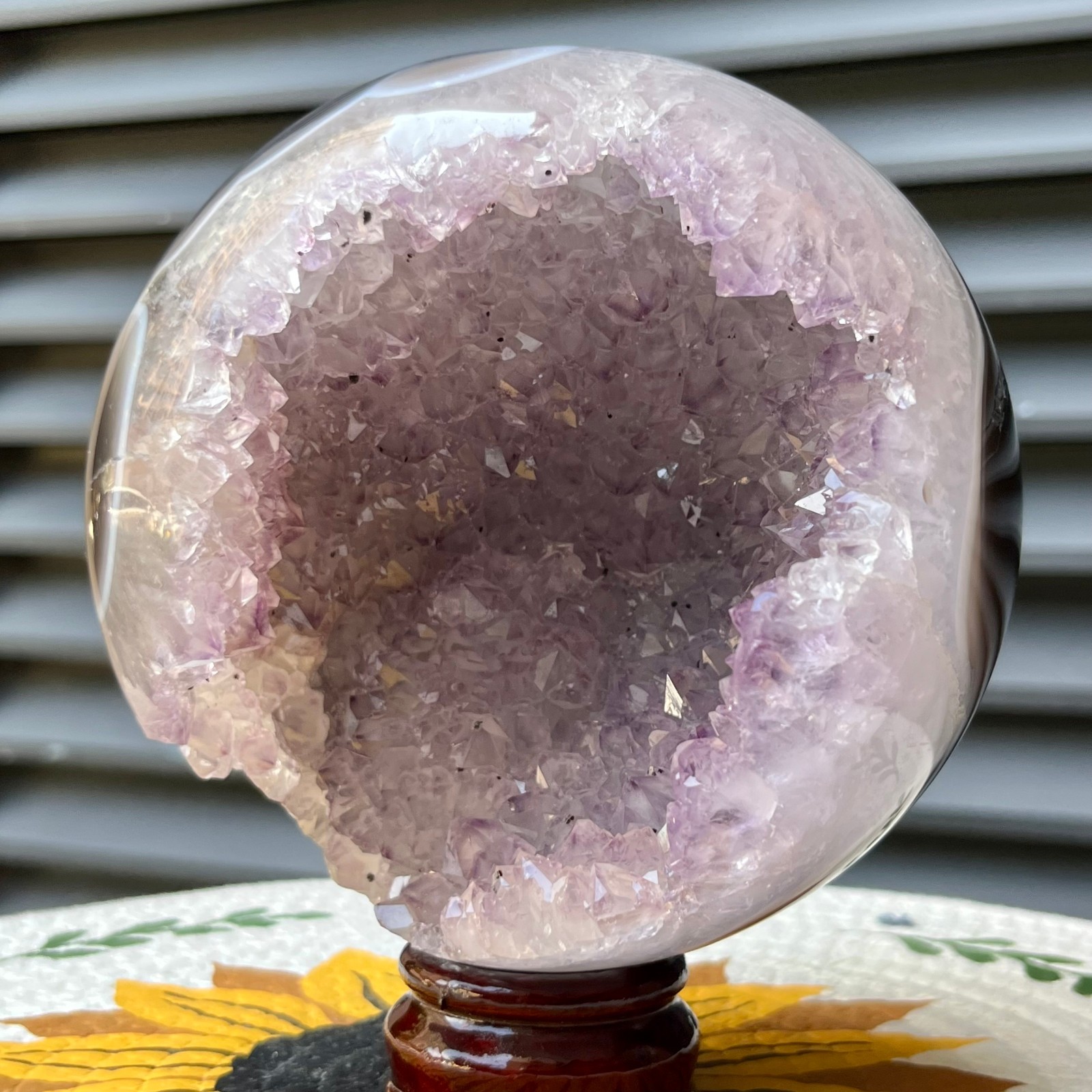 4.3 lb Natural Amethyst Crystal Cluster Sphere Druzy Ball Polished Agate Display