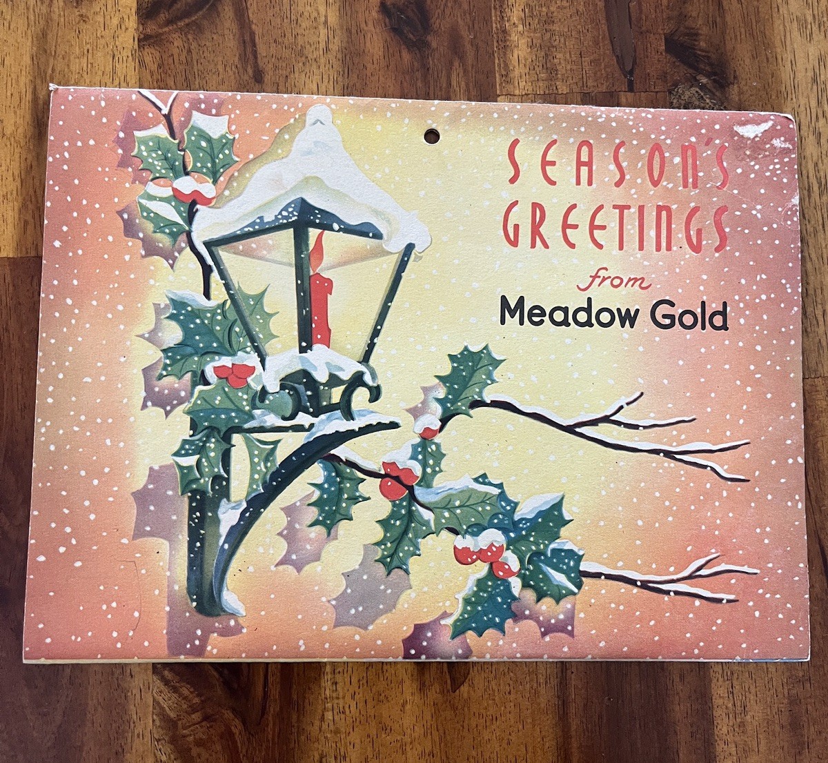 1946 MEADOW GOLD Christmas Promo Ad Calendar Vtg 40s MCM Recipes ‘Old South’