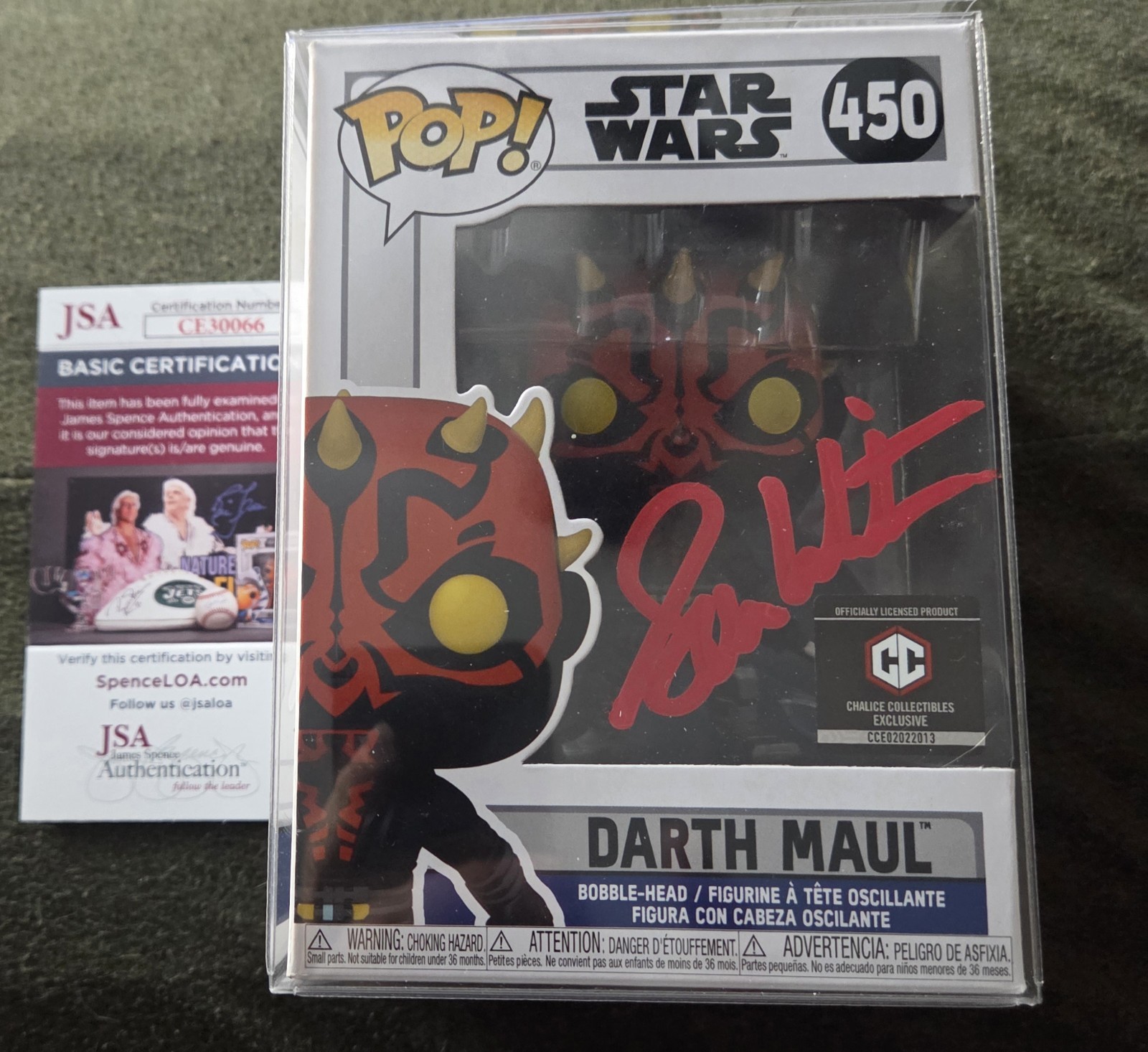 Funko Pop Darth Maul SIGNED by Sam Witwer  COA/JSA Star Wars Excl w/ Protector 