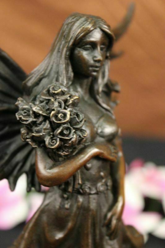 Western Art Deco Bronze Young Women Girl Belle Flower Fairy Maiden Sculpture