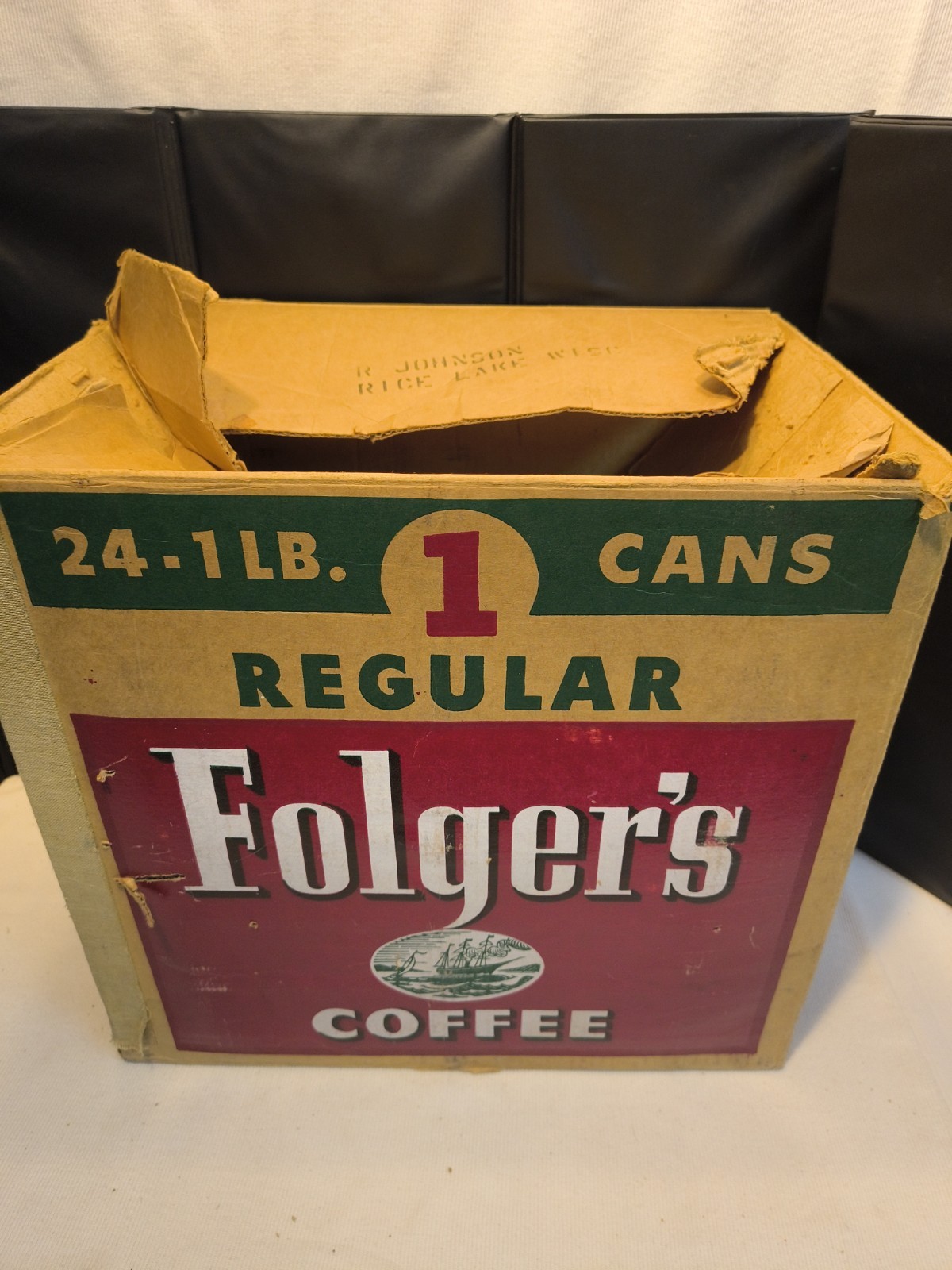 RARE Original Vintage Folger's COFFEE Cardboard Box/Case Mountain Grown Ephemera
