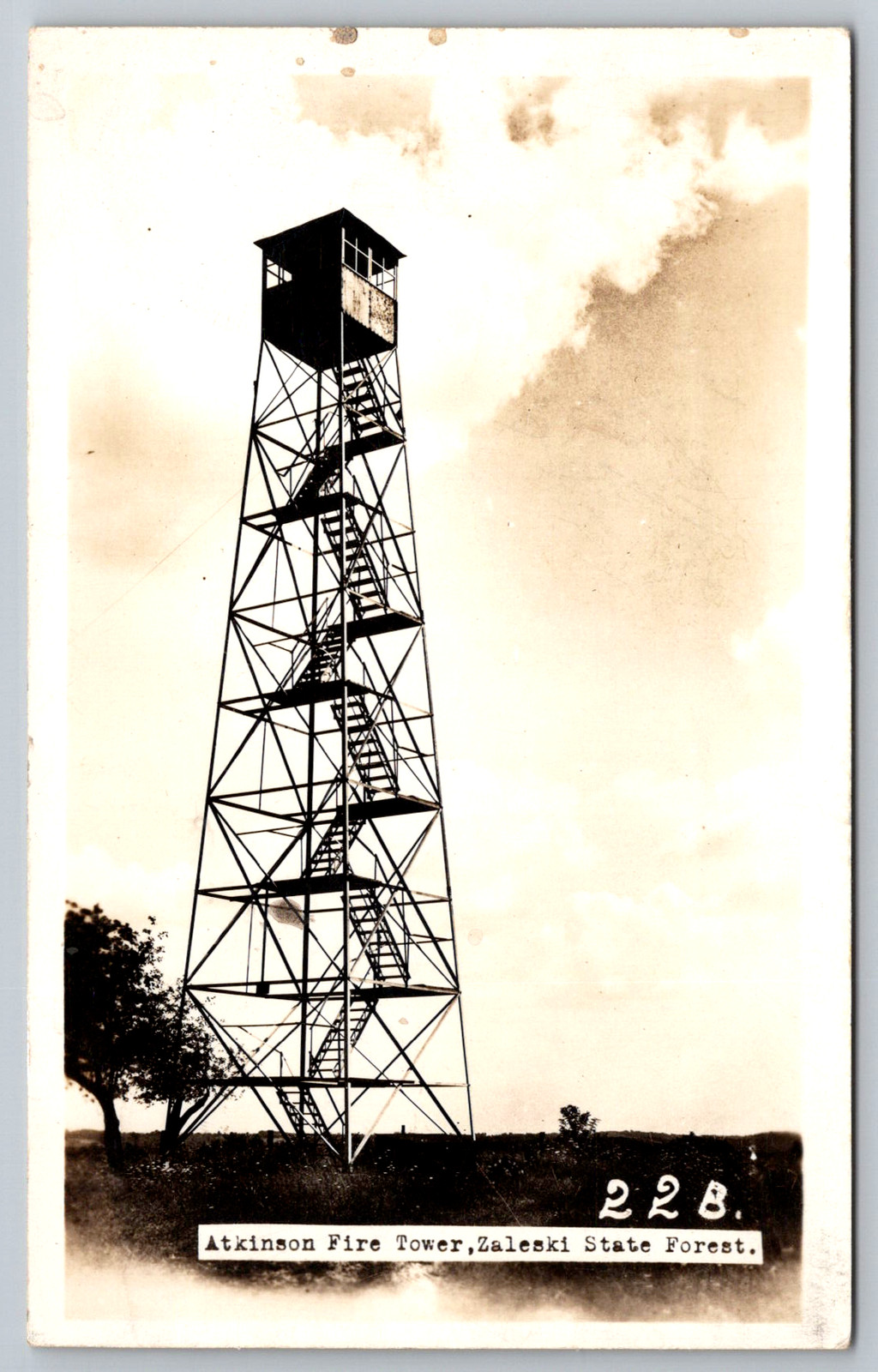 RPPC c1950s Atkinson Fire Tower Zaleski State Forest Postcard