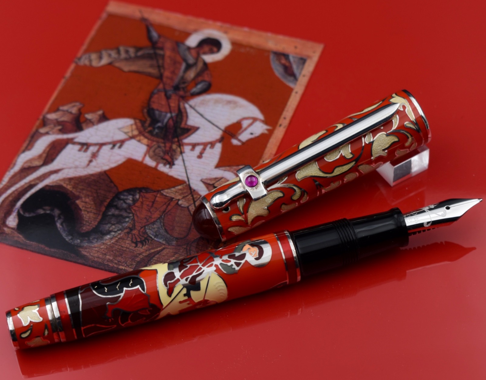 OMAS 2004 Saint George Limited Edition 730 Fountain Pen Enamel & .925 Silver