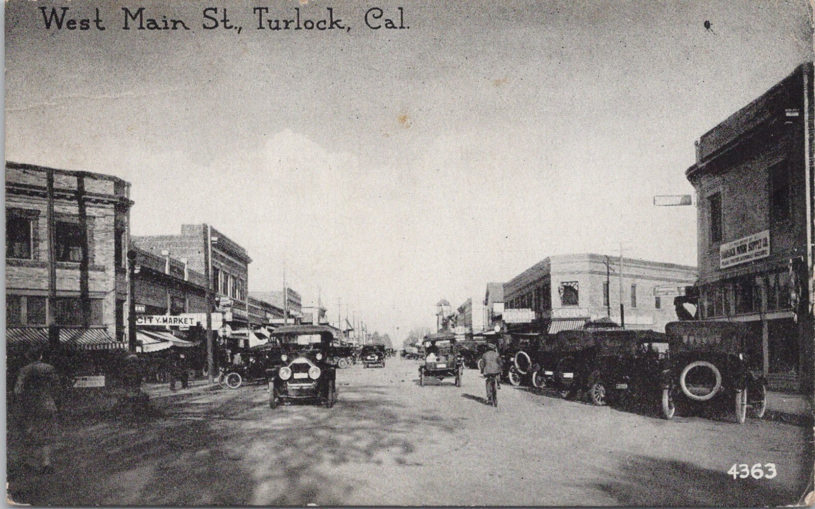Photo PC Turlock California Street Scene West Main Street 1923 NICE