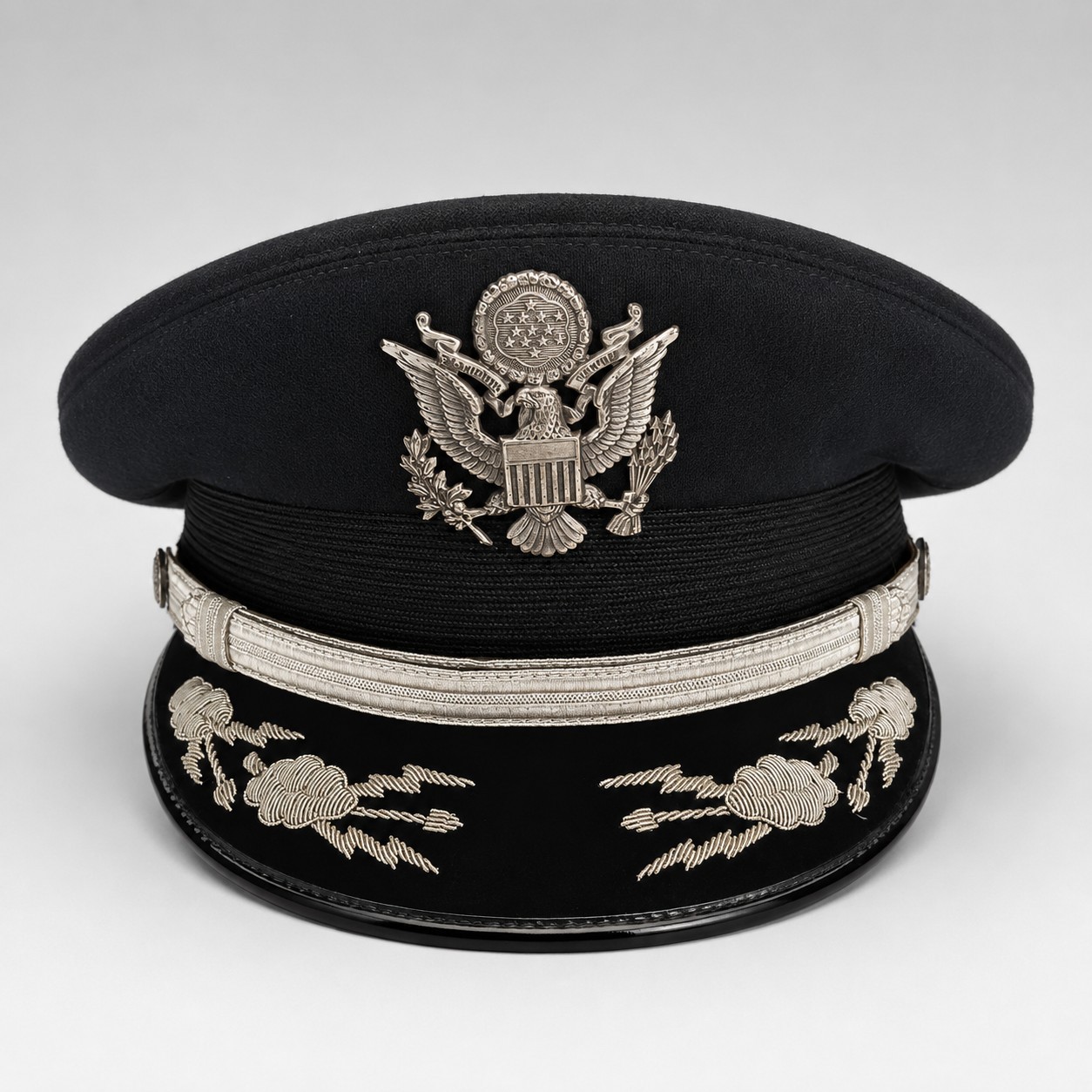 USAF Colonel Visor Cap Hat Mess Dress Bullion Farts Darts Named WWII Vietnam Vtg