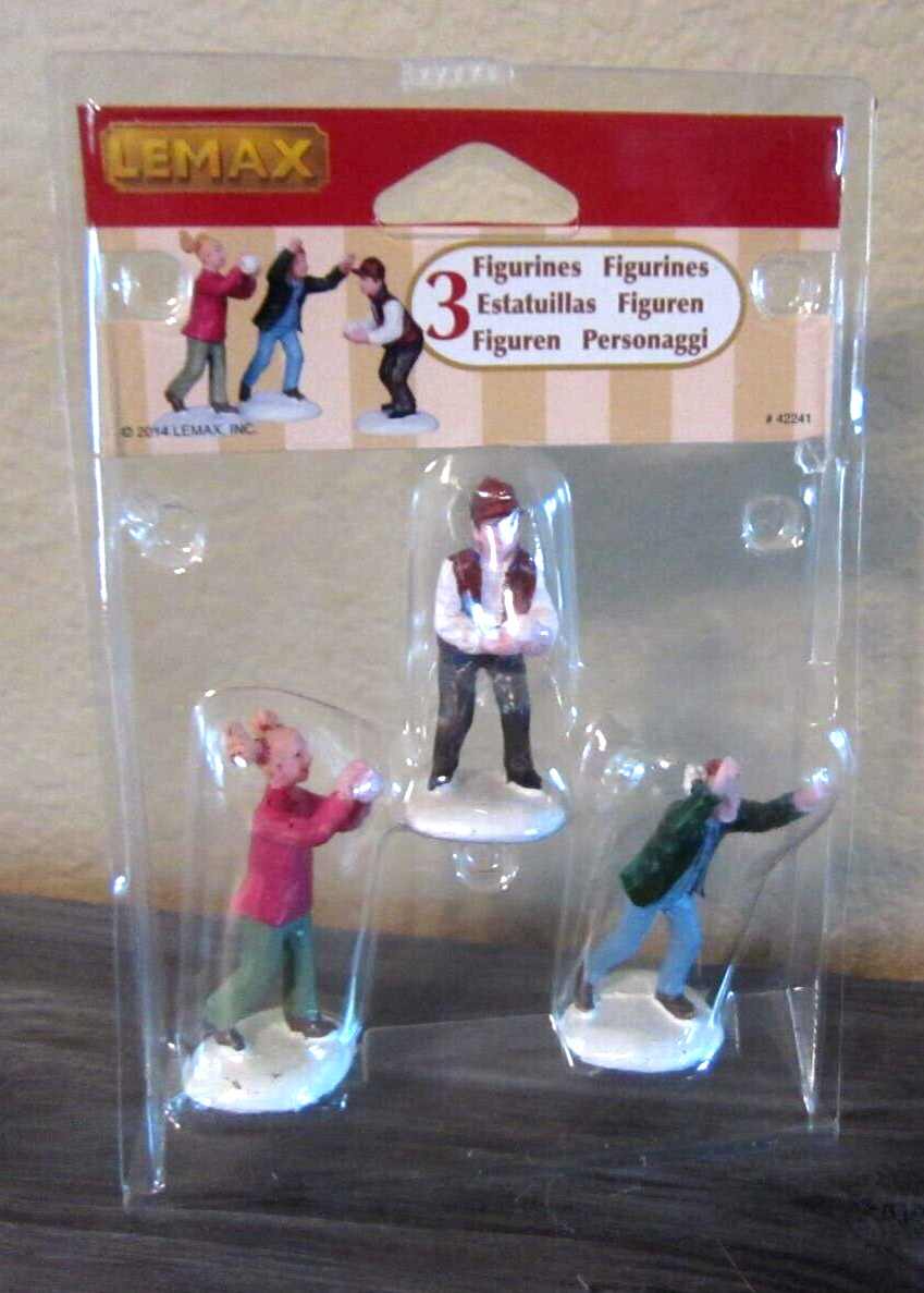 Lemax 2014 Christmas Snow Village Snowball Fight Set  3 Figurines #42241 New
