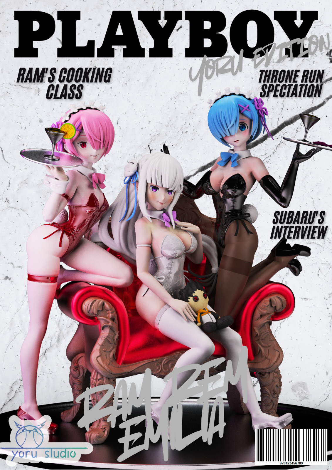 Ram, Rem & Emilia | Bunny Suit Girls | Re:Zero | UNPAINTED  Sculpture |  |  1:6