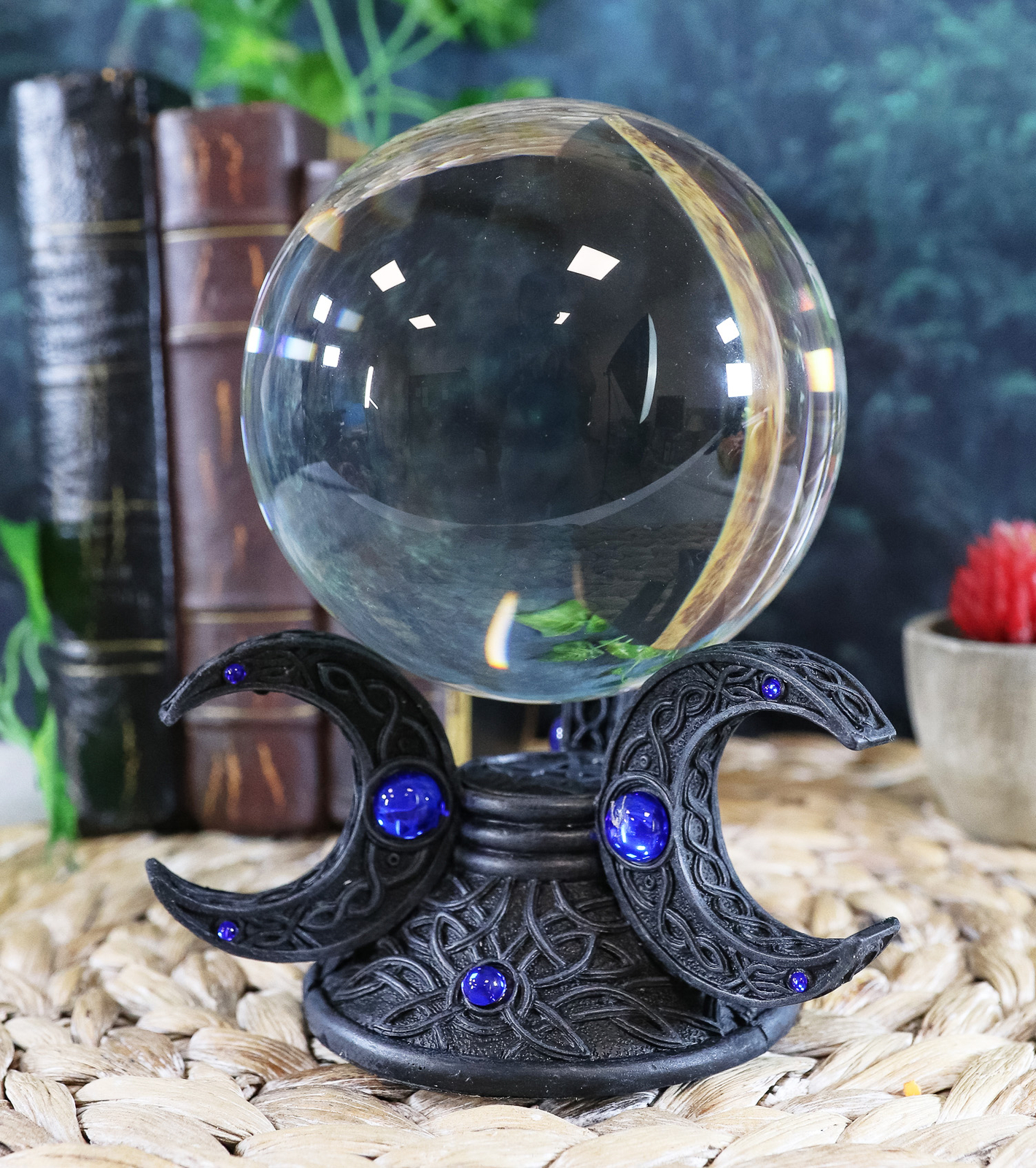 Ebros Neopagan Sacred Moon Triple Goddess Glass Gazing Ball Figurine 6.5\