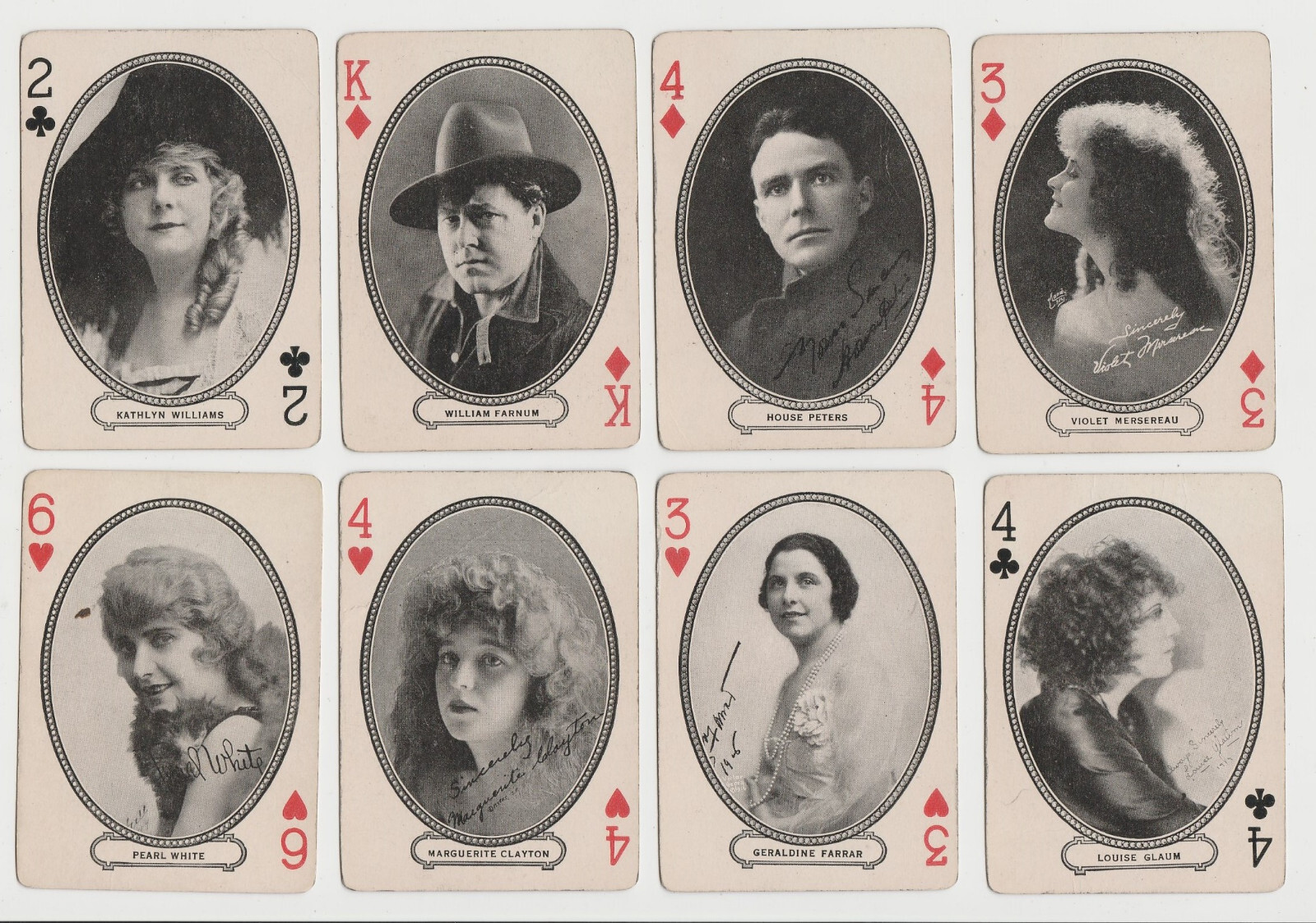 Lot of 14 circa 1916-20 MJ Moriarty Silent Film Star Playing Cards (LOT B)