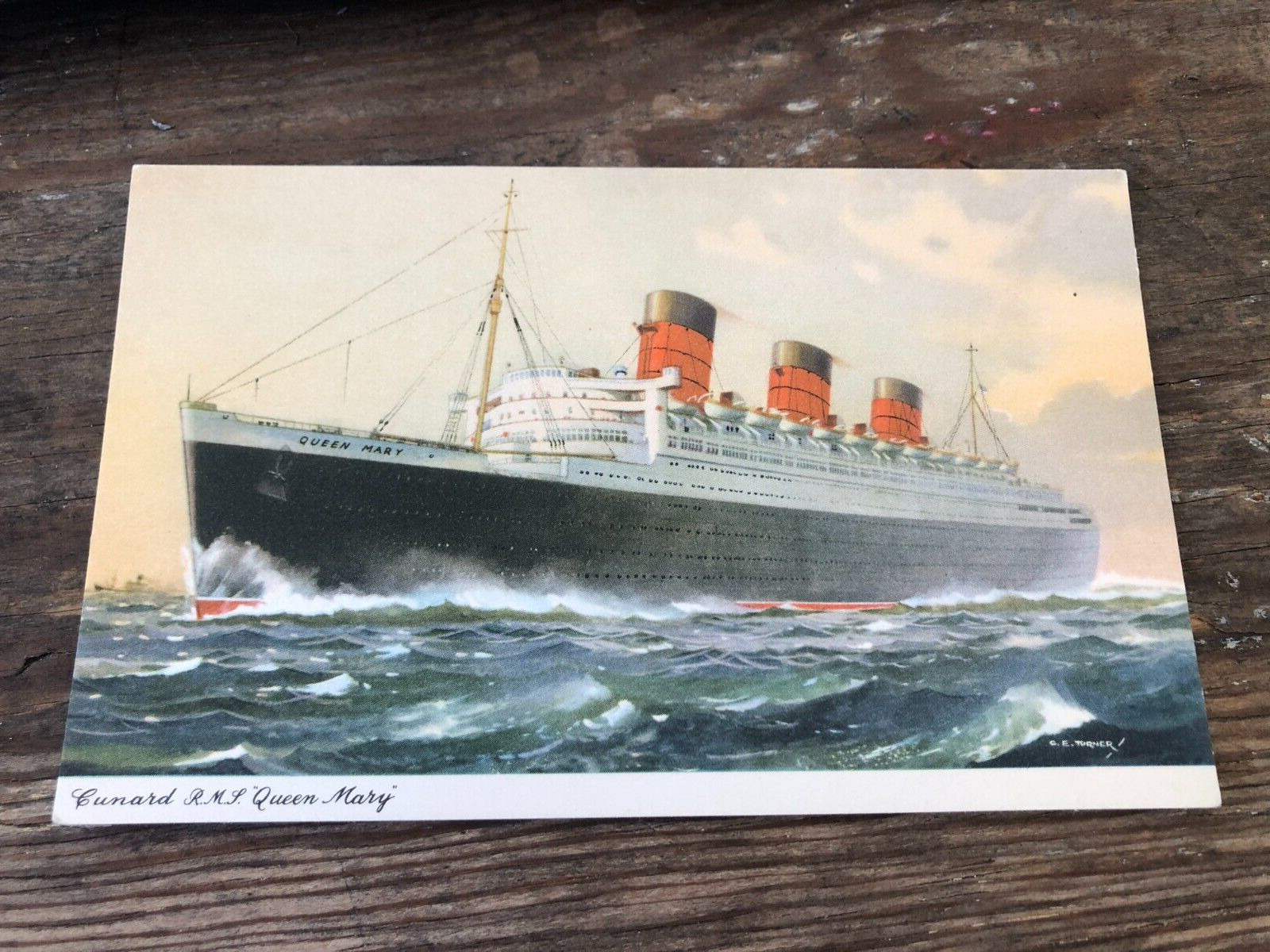 Vintage Postcard c1940 Cunard R.M.S. Queen Mary Steamer Ocean Liner