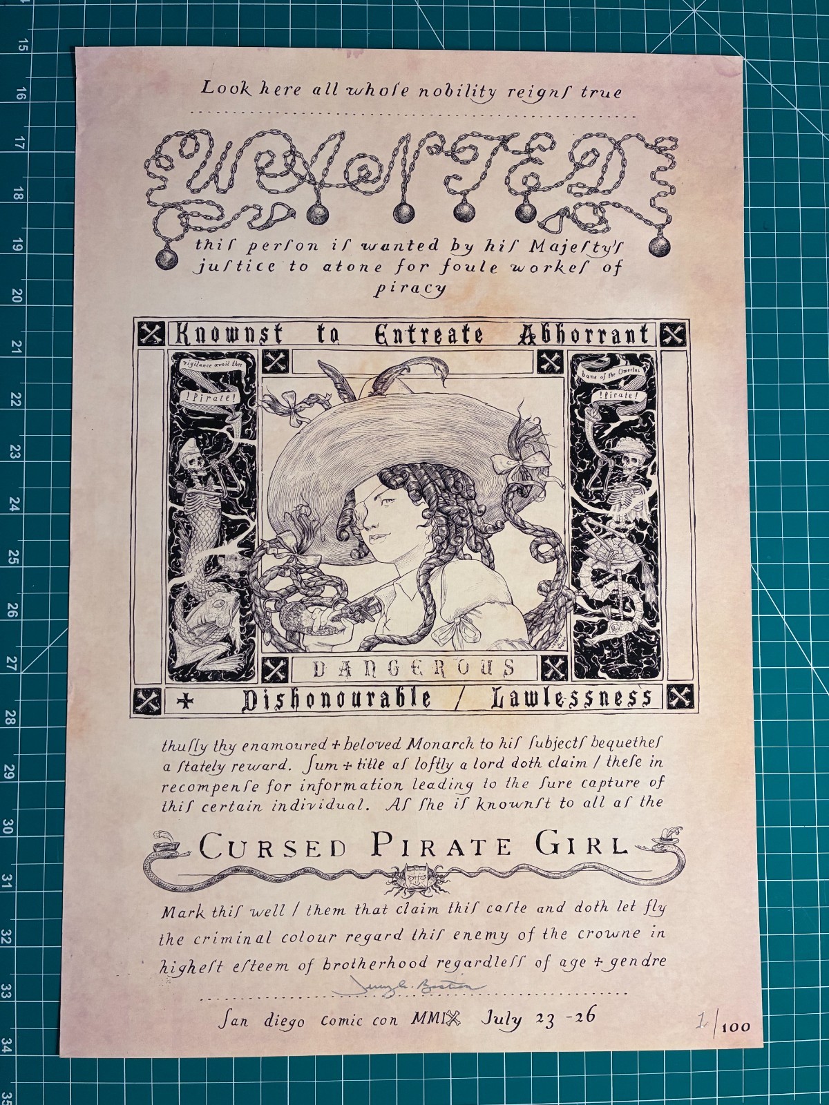 Cursed Pirate Girl RARE 2009 SDCC Wanted Poster (#1 of 100) signed