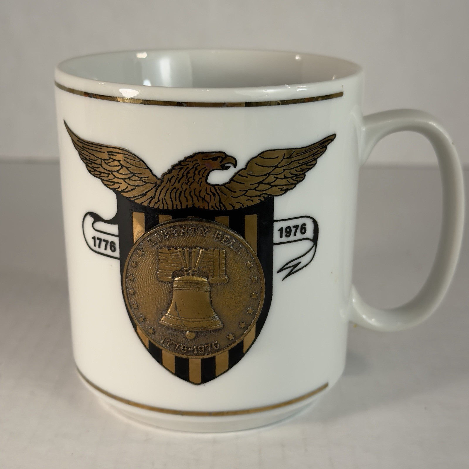 Vintage 1976 US Bicentennial Mug Liberty Bell Eagle Carlson Design Construction