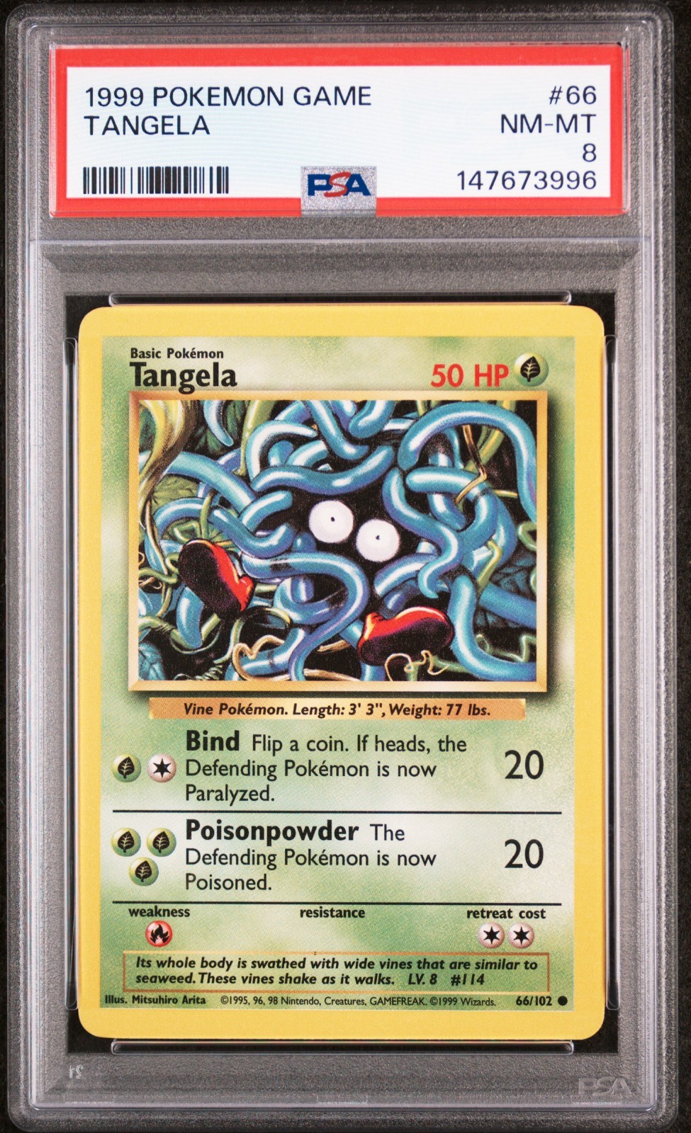 PSA 8 NM/MT 1999 POKEMON GAME #66 TANGELA UNLIMITED ENGLISH