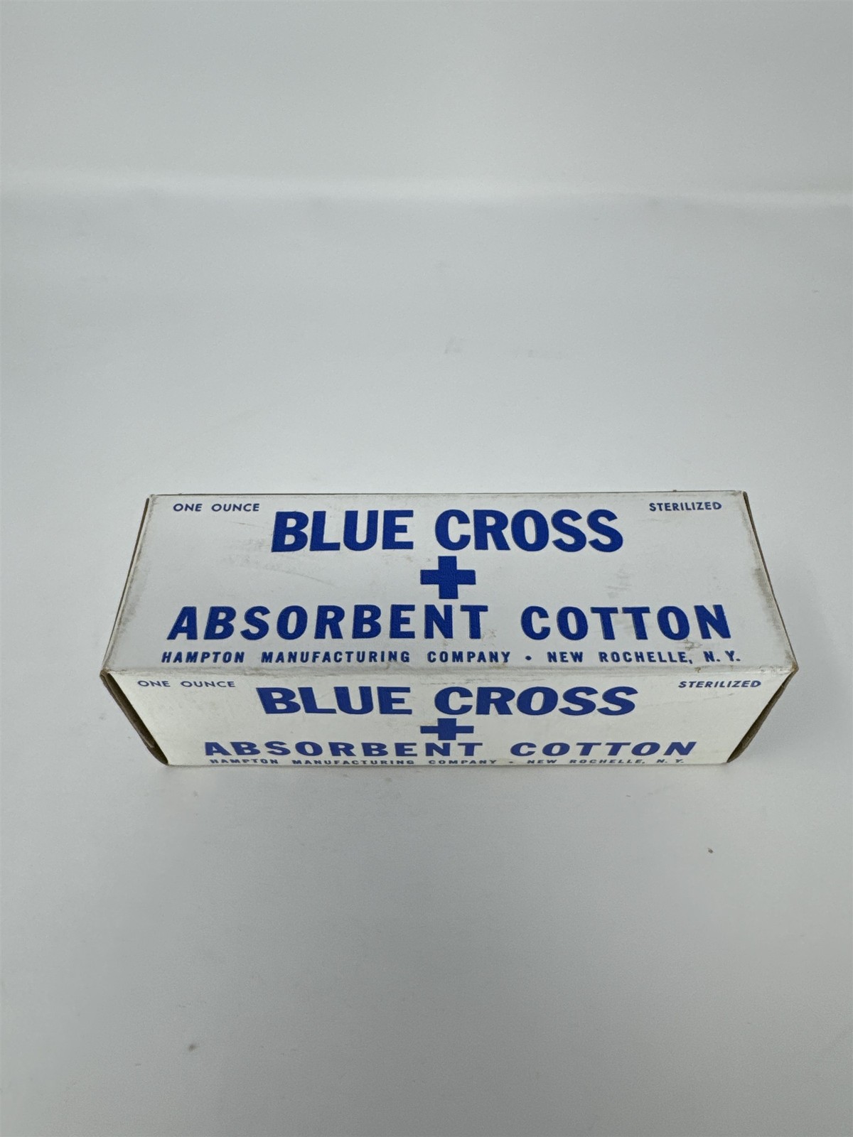 Vintage Blue Cross Absorbent Cotton Box Hampton Manufacturing New Rochelle NY