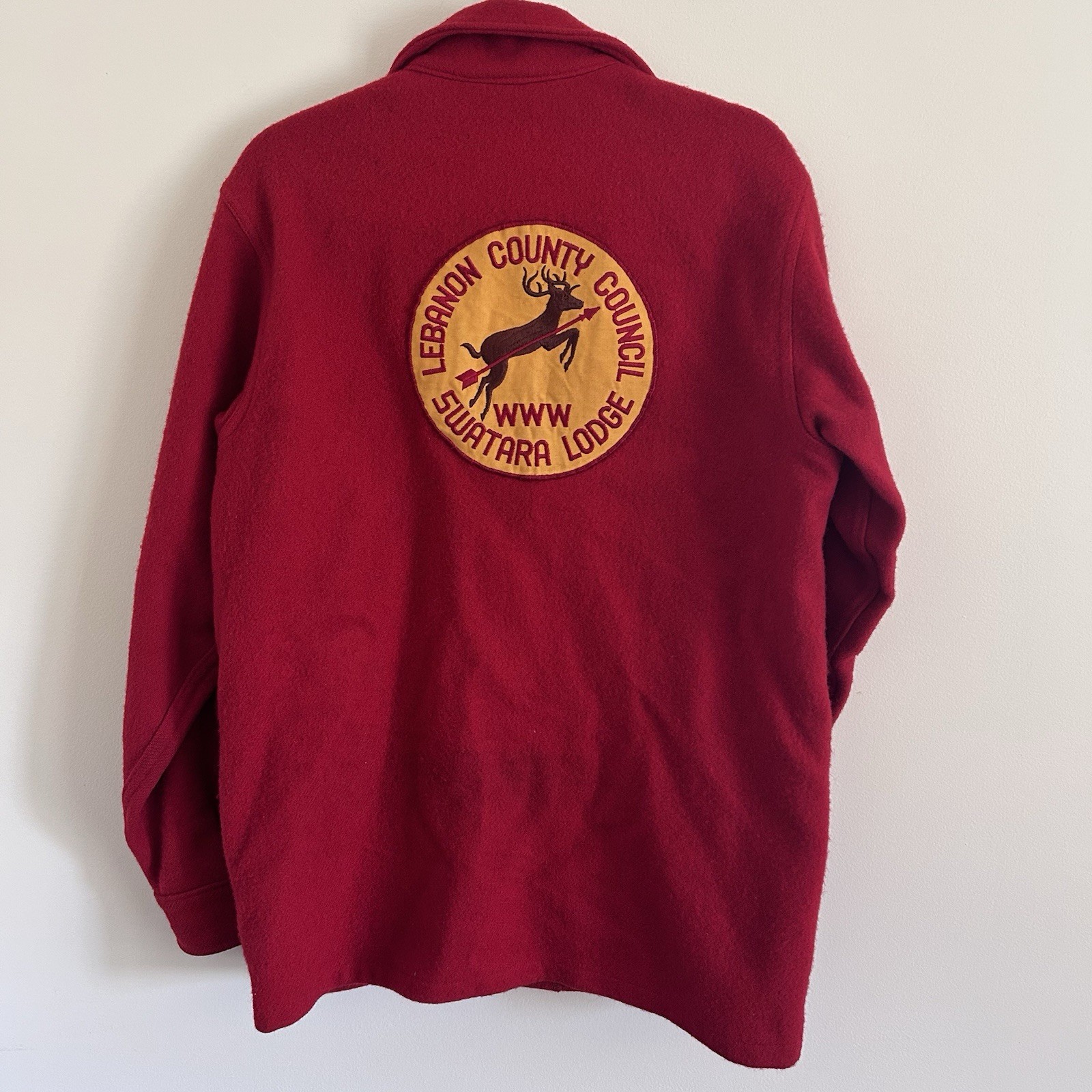 Boy Scouts Official Jacket Mens 38 Red Wool Lebanon Council Swatara Lodge 39 VTG
