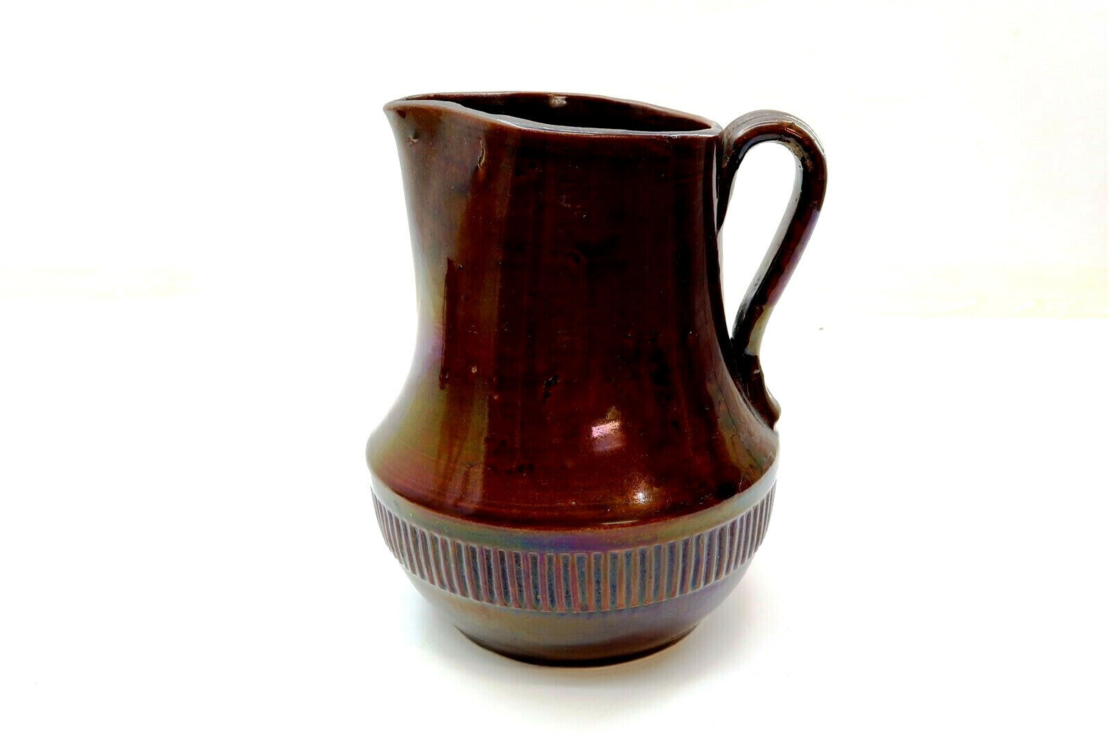 Vintage HULL Pottery (??) Pitcher Jug with Brown Glaze UNMARKED 10