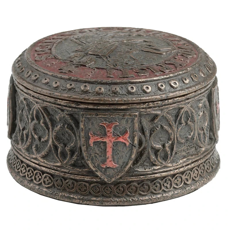 Antique-Knights Templar Rare Vintage  Seal Trinket Bronze Medieval Crusader Box