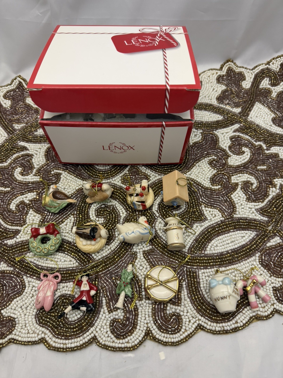 Lenox 12 Days of Christmas Figural Christmas Ornaments with box and 2 bonus orn