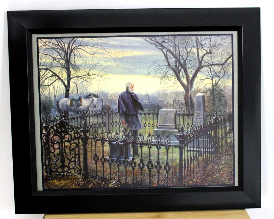 Lg Size Framed Civil War Print, Mort Kunstler FINAL VISIT Lee Visits Jackson Gra