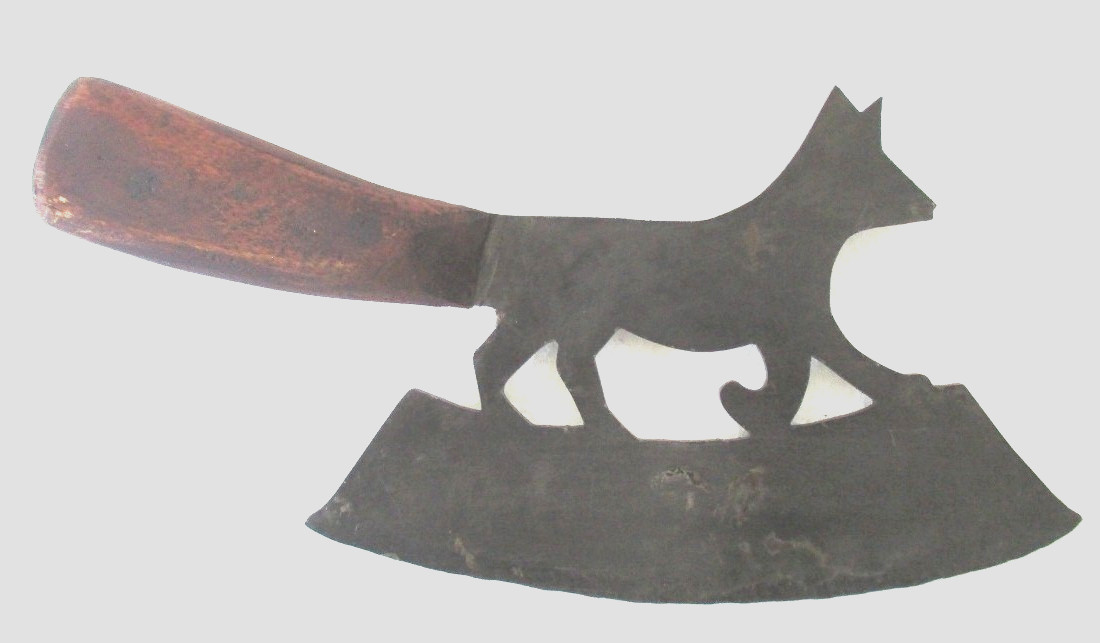 ANTIQUE OLD BUTCHER MEAT CLEAVER CHOPPER DOG SHAPED KNIFE