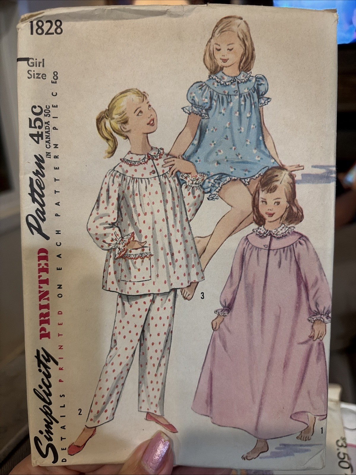 Vintage 1950’s Girls Pajama Sewing Pattern 1828 Size 8 Cut Complete 