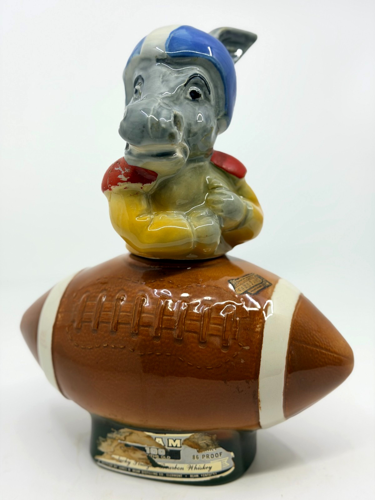 Vnt 1972 James B Beam Football Donkey Decanter Regal China #44257786 Bourbon Bot