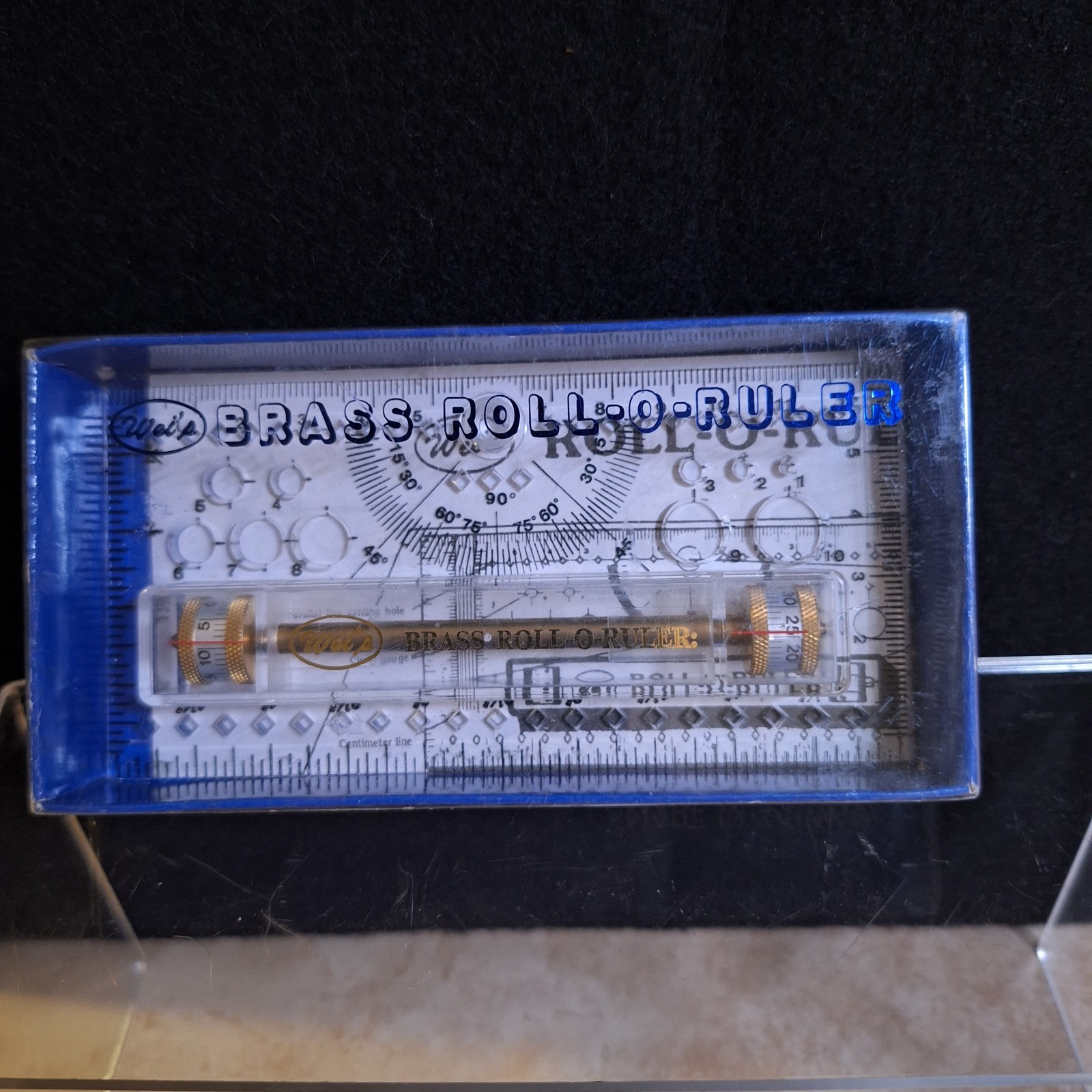 Vintage WEI\'S Brass Roll-O-Ruler IOB w/ Instructions