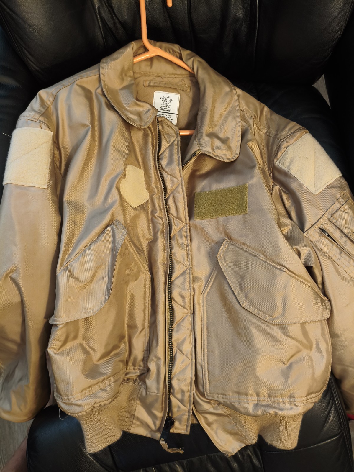 CWU-45/P US Issue Cold weather Flight Jacket Nomex- Glossy- Large- Tan- NEW