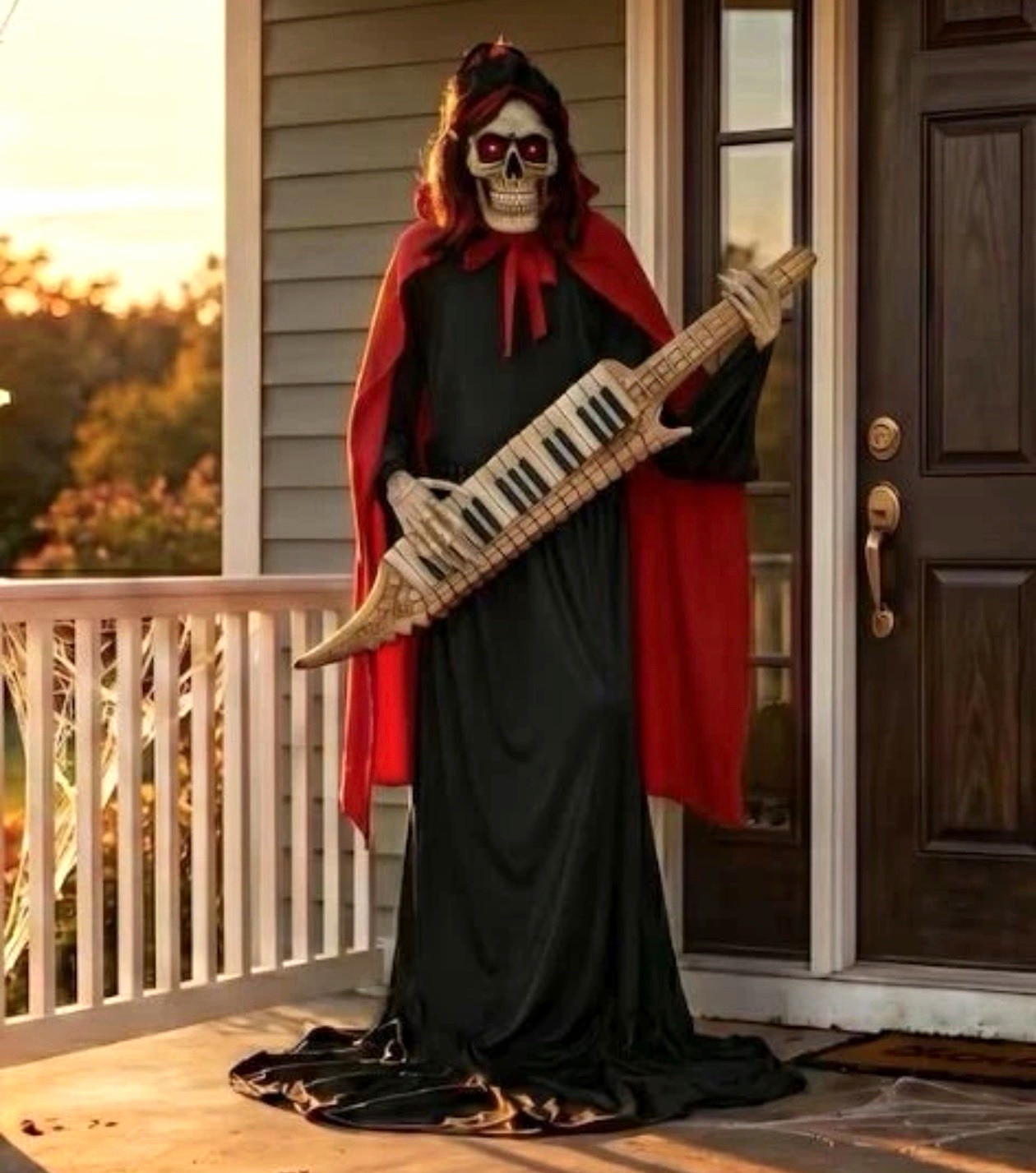 5.5 FT ANIMATED BLUETOOTH KEYTARIST REAPER SKELETON HALLOWEEN PROP