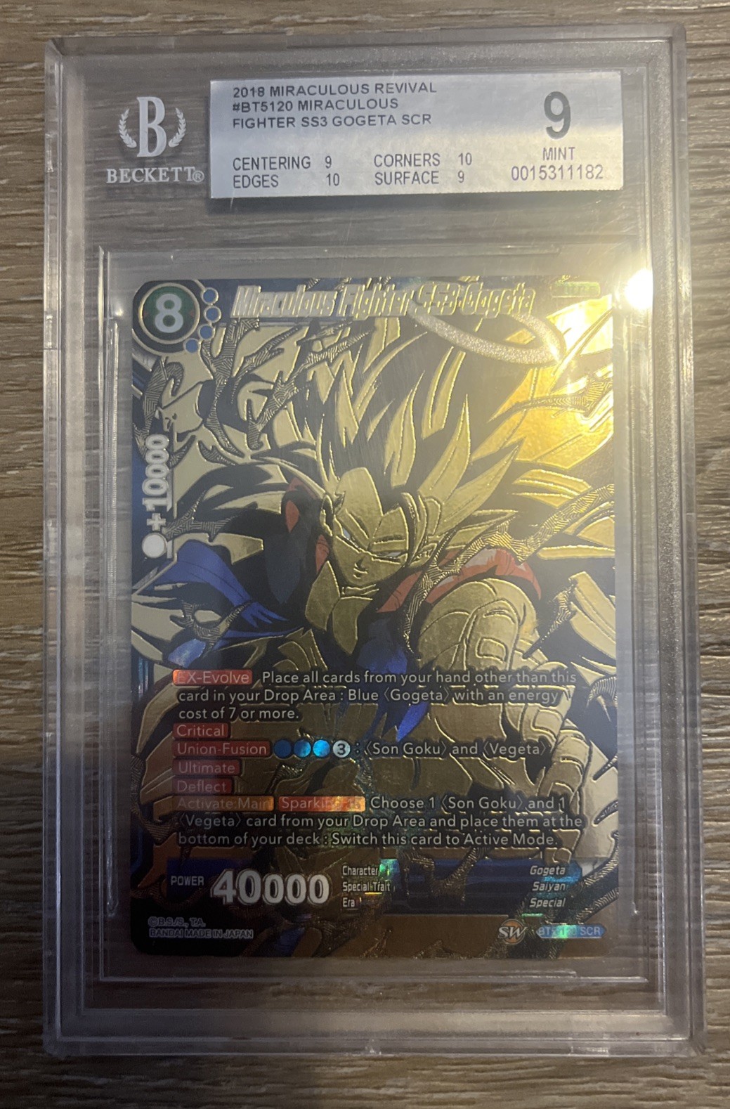 2018 MIRACULOUS REVIVAL SCR #BT5-120 MIRACULOUS FIGHTER SS3 GOGETA BGS 9