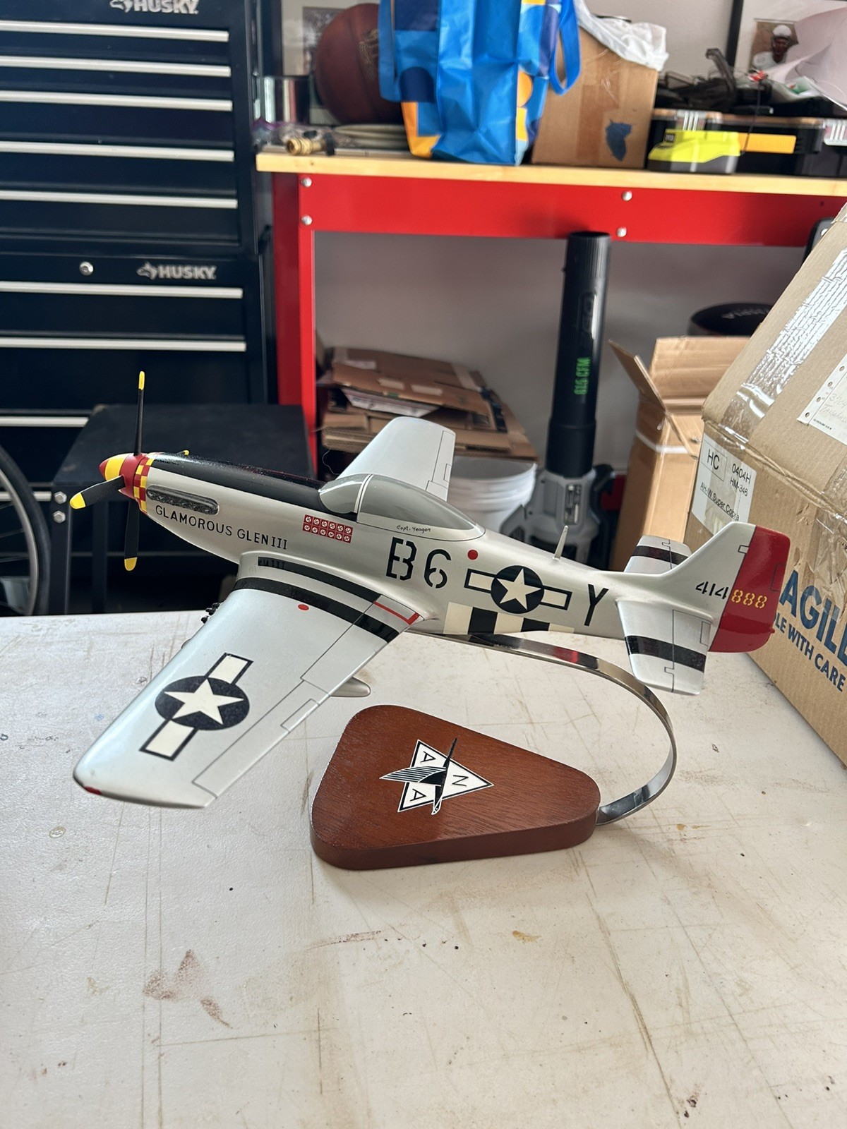 Pacific Aircraft P-51D Mustang Glamorous Glen III Handcrafted Wood Desktop Model