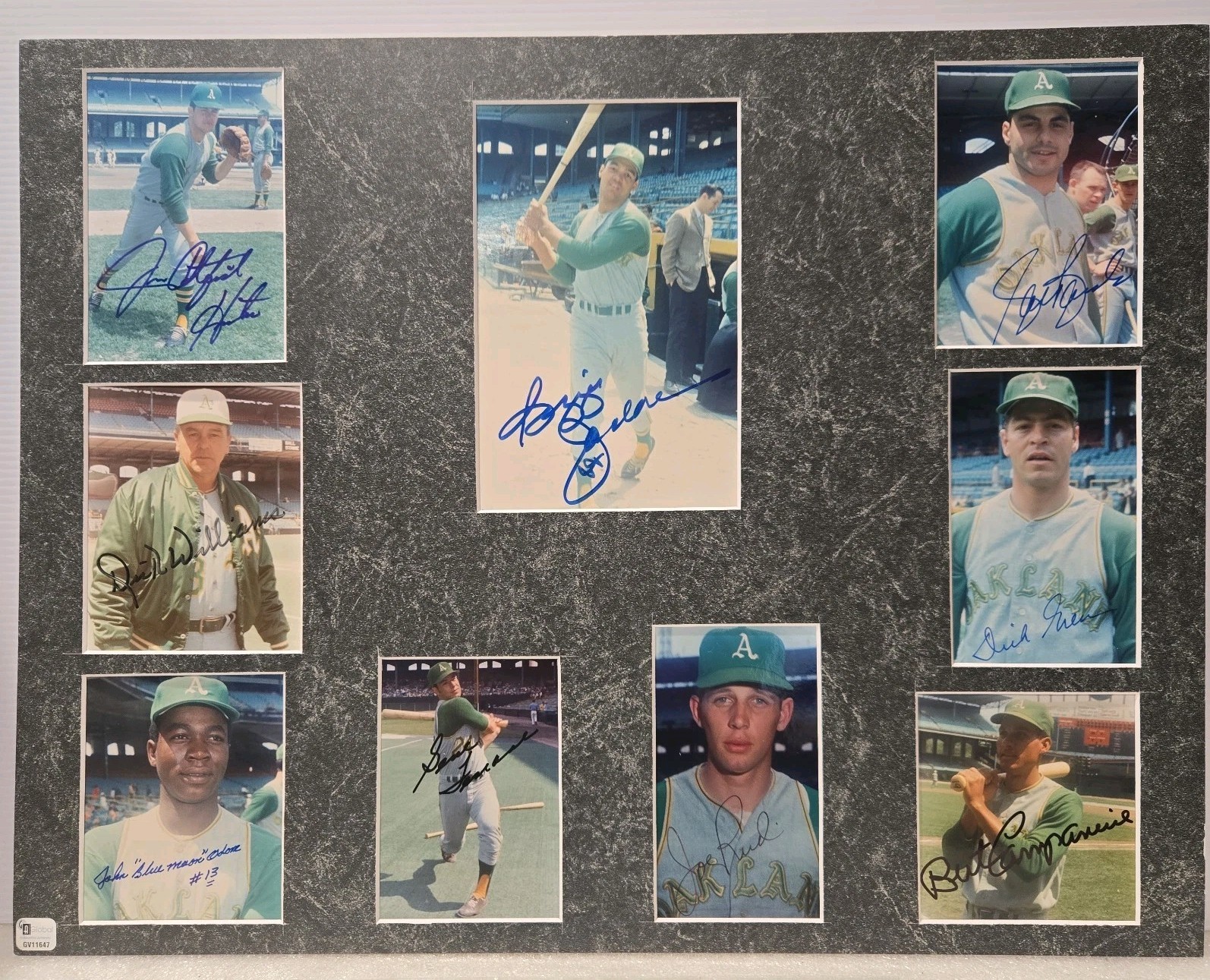 Early 70\'s OAKLAND A\'s AUTO DISPLAY - Reggie, Catfish, Williams ++ (PSA/DNA COA)