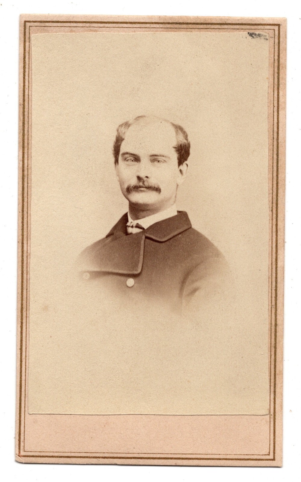 Antique CDV Circa 1860s S. L. Miller Young Man With Mustache In Suit Lykens PA