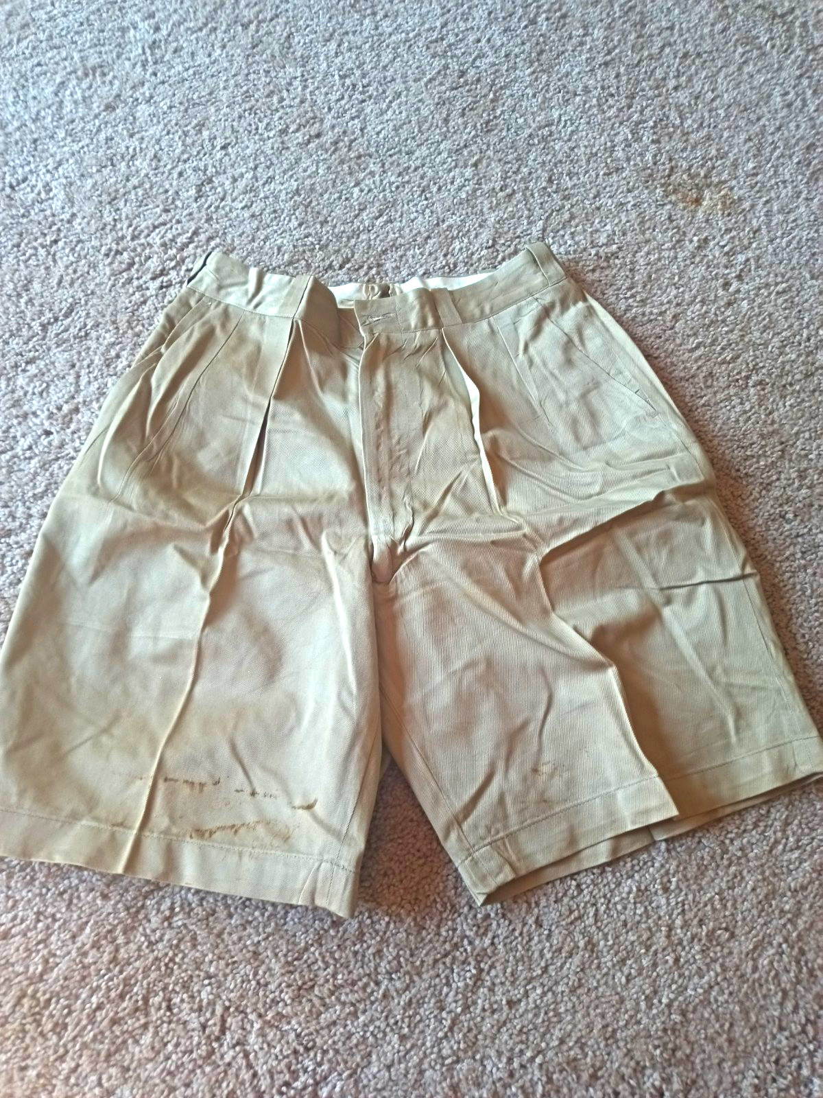 Vtg 1957 US Army Khaki Cotton Twill Shorts Uniform 1958 Pattern Cold War 32