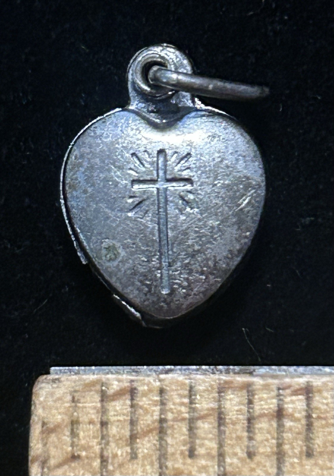 VTG Angus Dei Catholic Heart Charm Relic Religious Medal Italy 