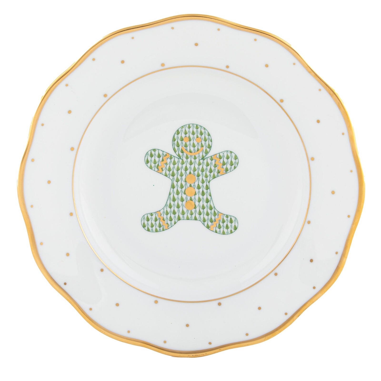 HEREND, CHRISTMAS DESERT PLATE,  GINGERBREAD,  #PN-26-20520.   NEW, MINT & BOX