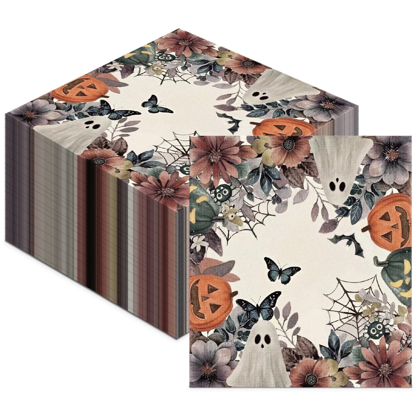 Feifeiya 60 Pcs Halloween Napkins Jack O Lantern 13 x 13 inches, Multicolor Feifeiya 60 Pcs Halloween Napkins Jack O Lantern 13 x 13 inches, Multicolor