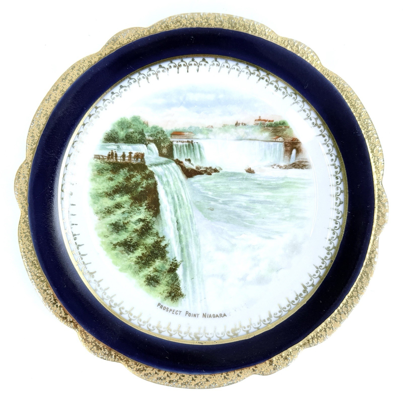 Vintage Prospect Point Niagara Falls Plate Cobalt Gold Waterfall Souvenir  7