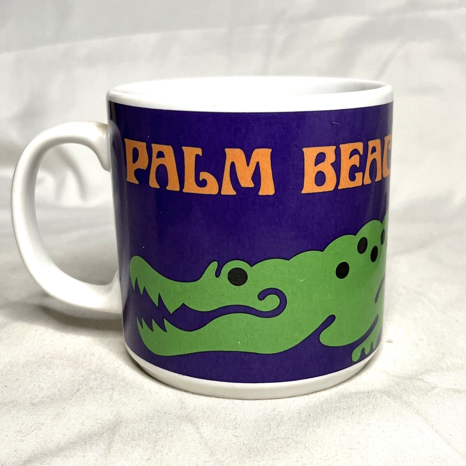 Palm Beach Mug Vintage Florida Gator Travel White Ceramic 1988