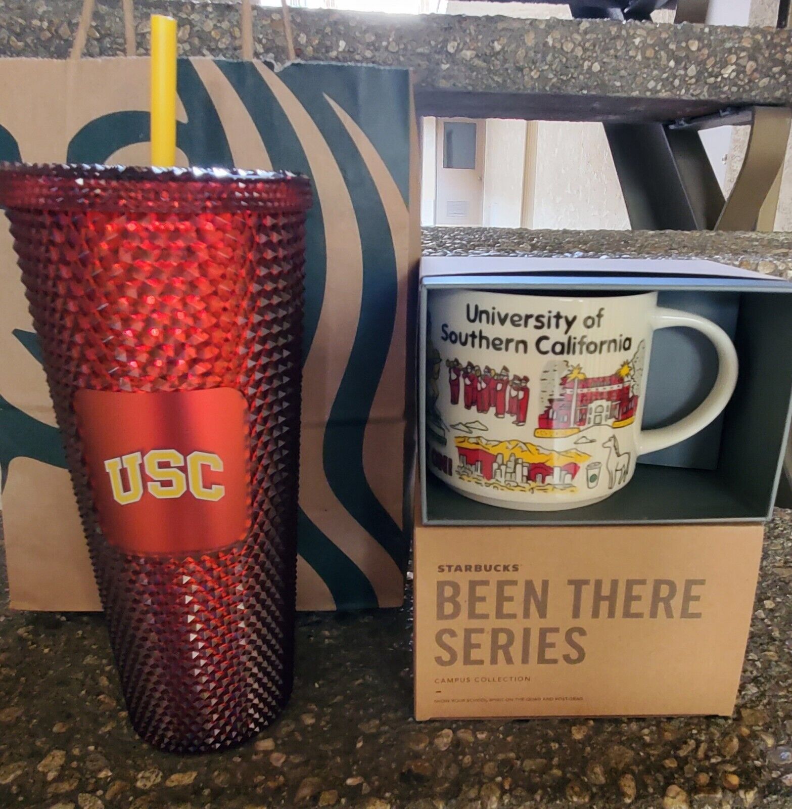 Starbucks Been There Campus USC UNIVERSITY Southern California Tumbler Mug Set