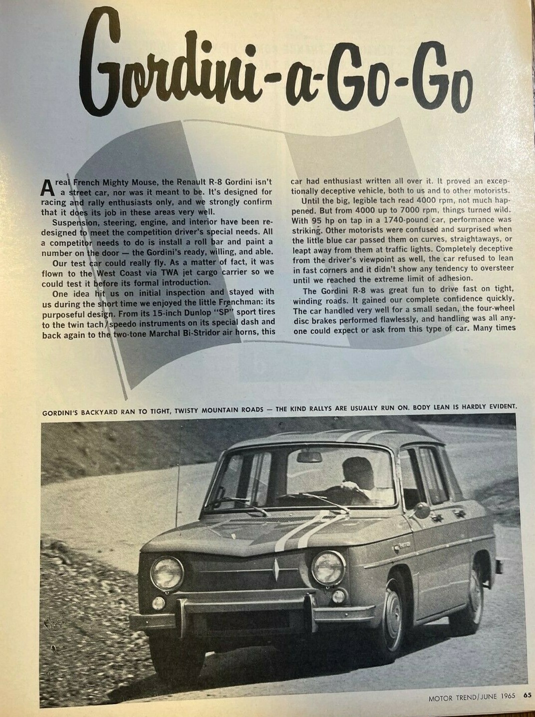 Road Test 1965 Renault Gordini R-8 1100 Special illustrated