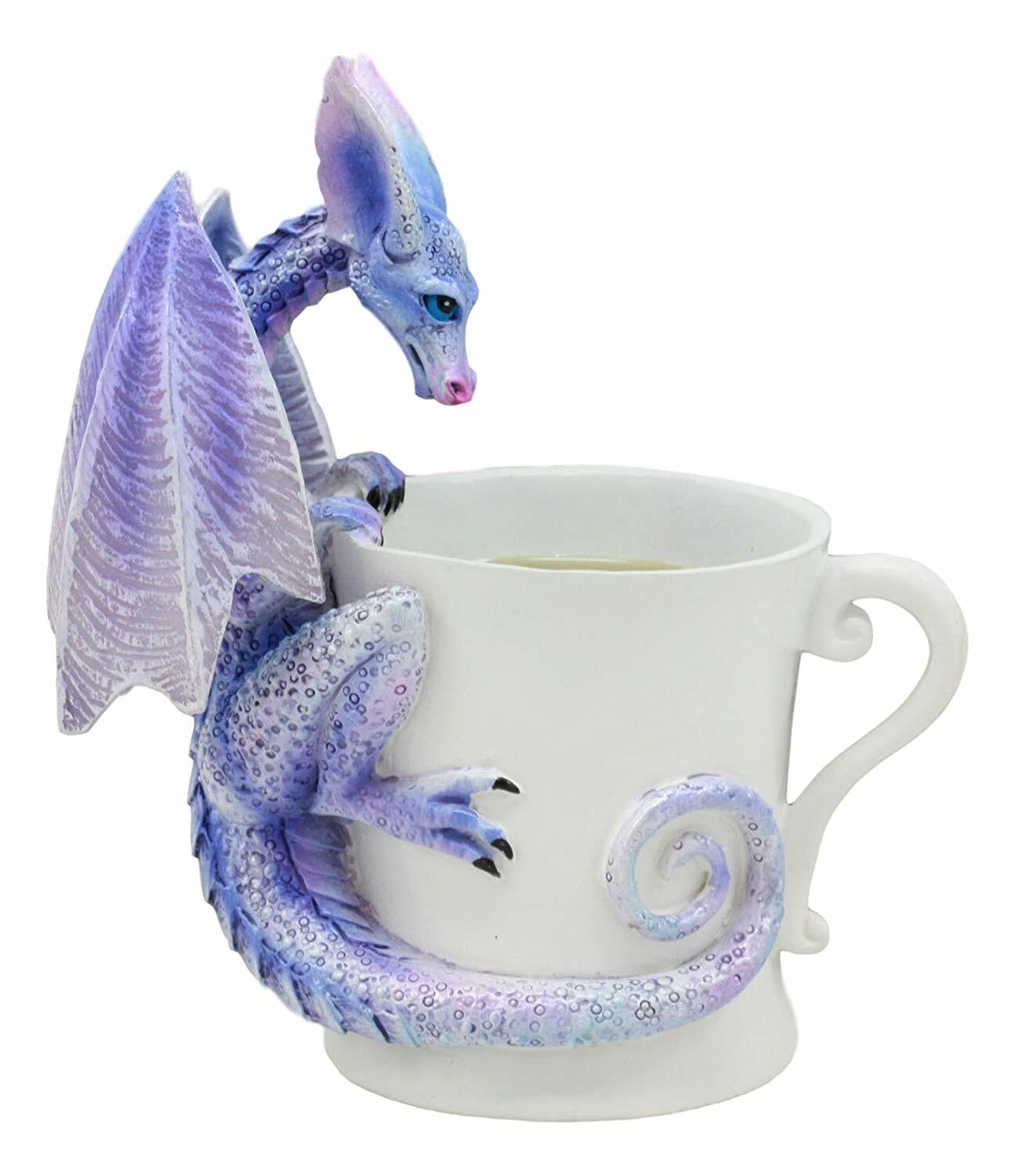 Ebros Amy Brown Whatcha Drinkin Peeking Midnight Teacup Dragon Statue 4.5\