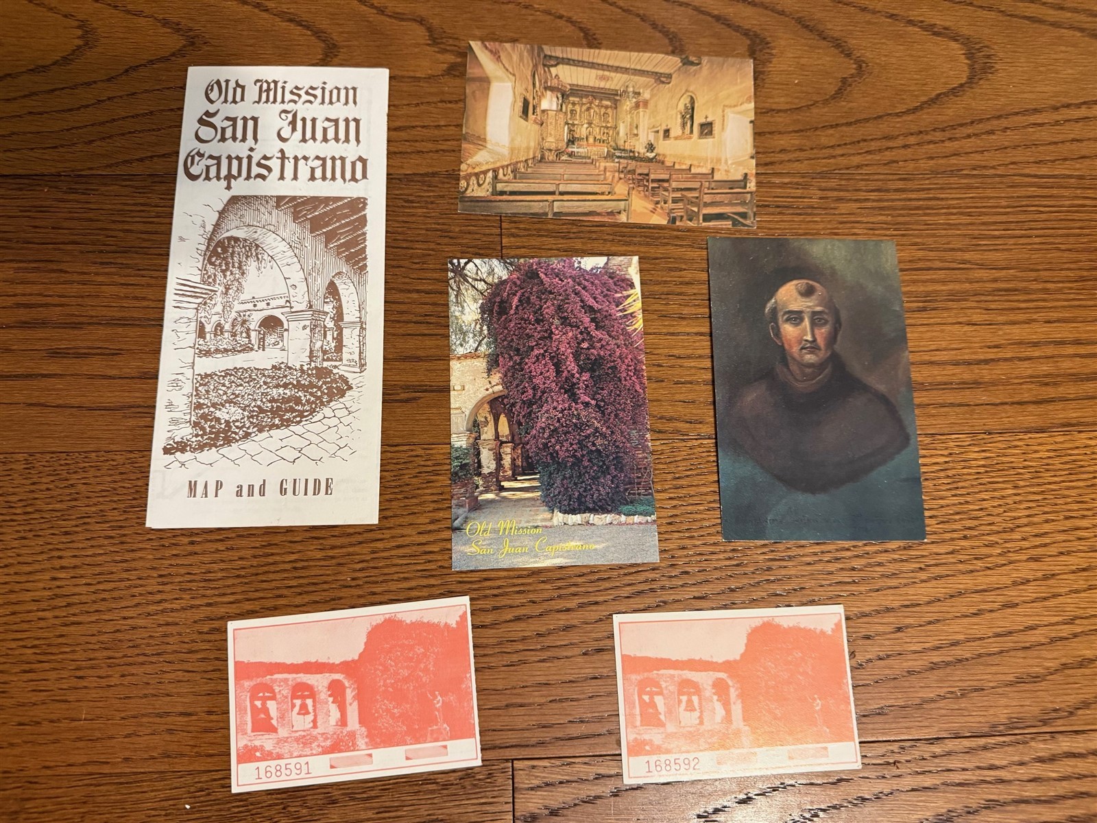 Old Mission San Juan Capistrano Lot of Guide Map Ticket and Postcards California