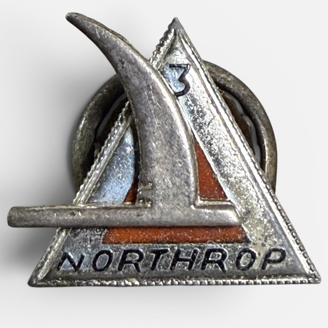 Vintage 1940s Northrop Aviation 3 Year Service Employee Award Pin Screwback