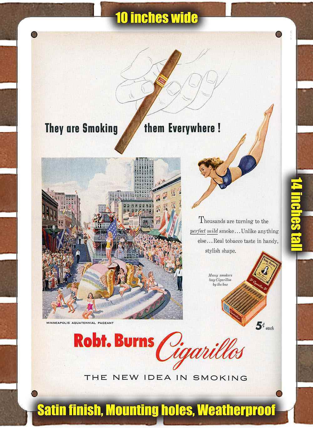 Metal Sign - 1950 Robt. Burns Cigarillos- 10x14 inches