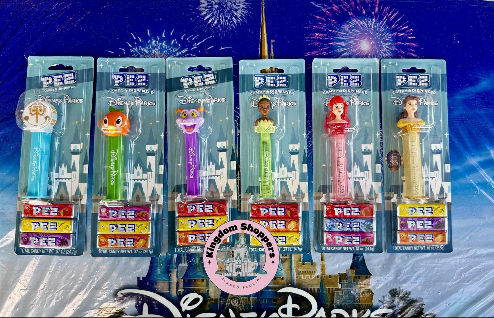 2026 Disney Parks Pez Candy Dispenser 6 Pc Set Belle Orange Bird Ariel New