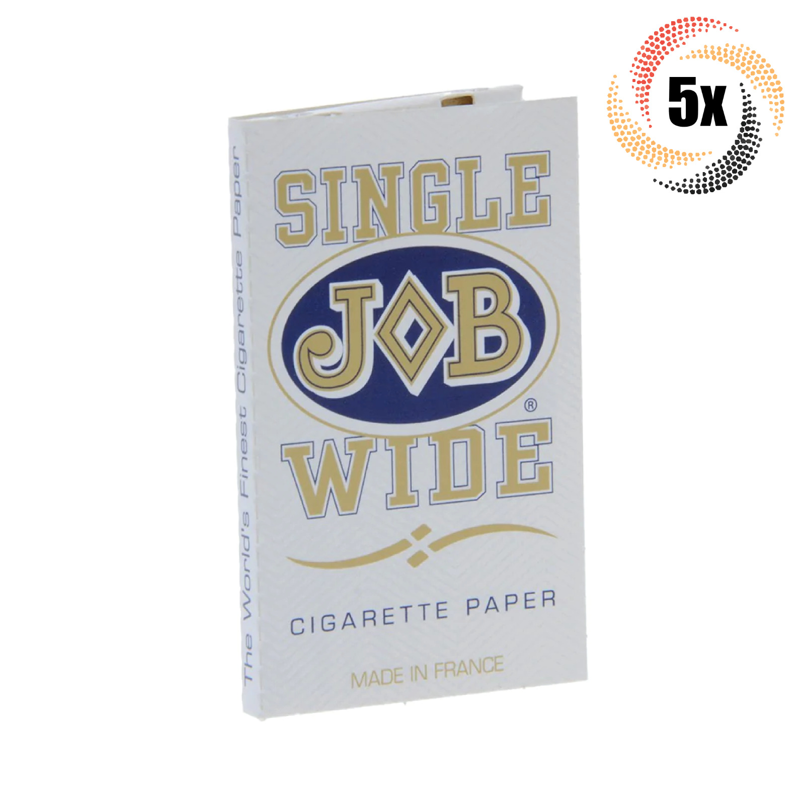 5x Packs JOB White Single Wide | 32 Rolling Papers Per Pack | Slow Burning