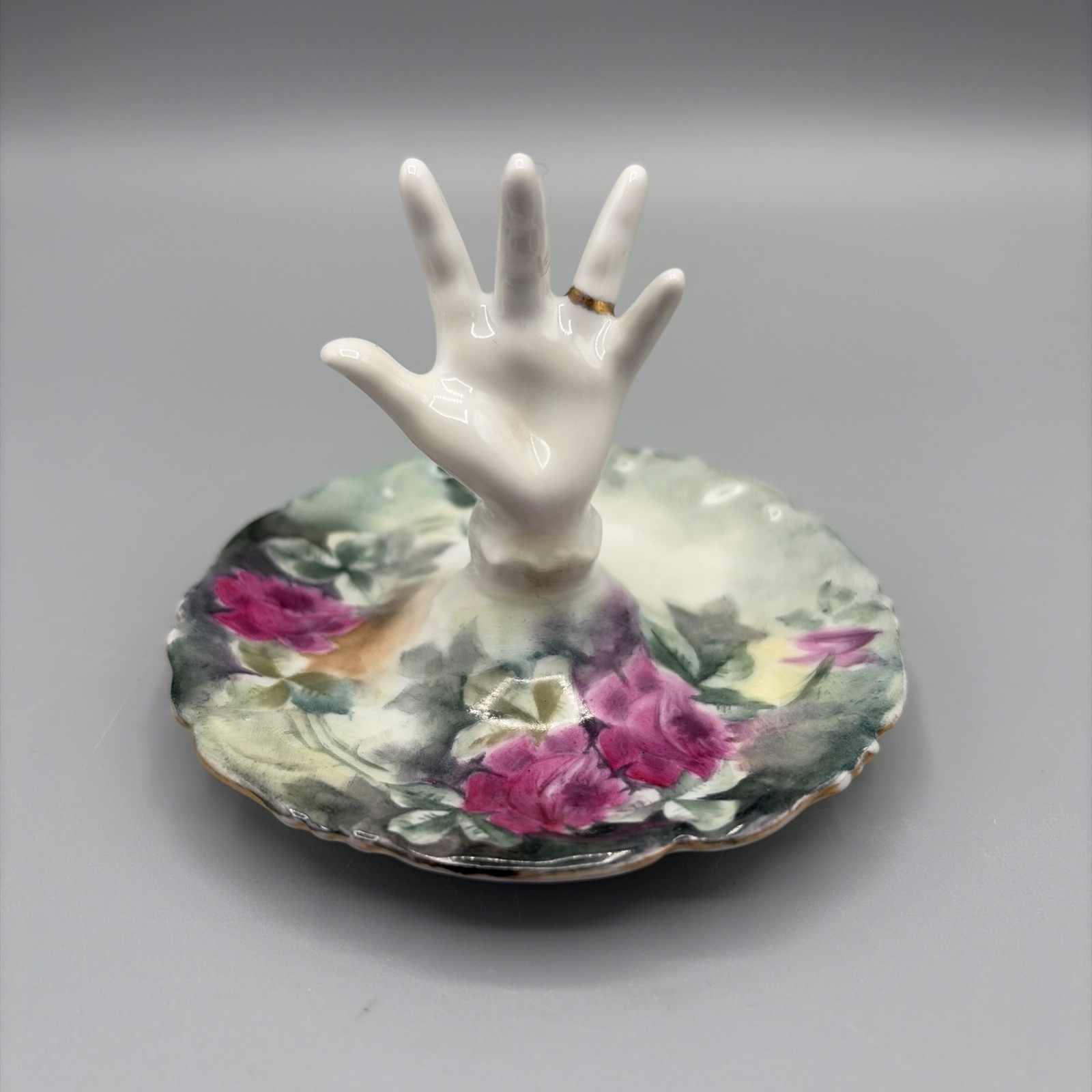 Vtg T & V Tressemane & Vogt Limoges France Painted Porcelain Ring Trinket Dish